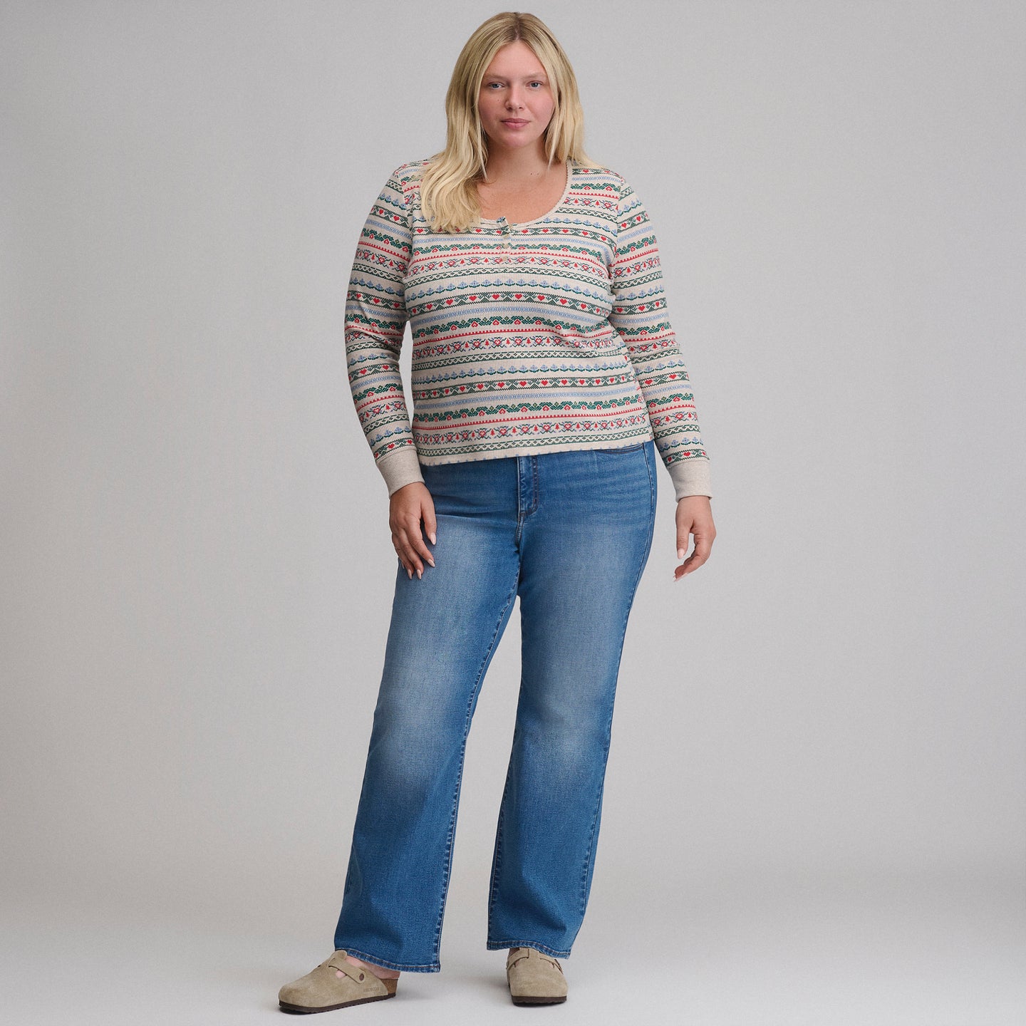 Women's Infinity Thermal Henley-Heather Oatmeal-19