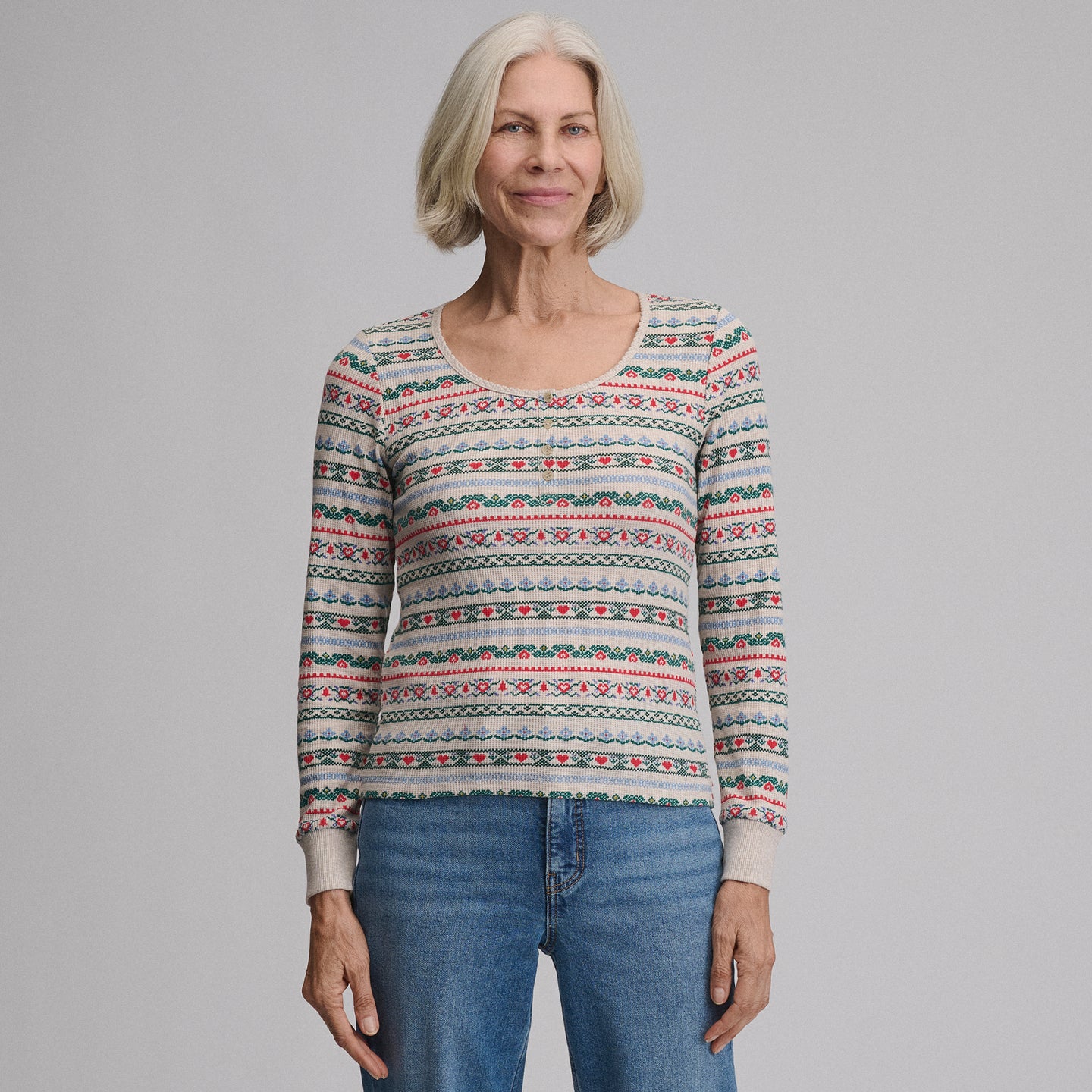 Women's Infinity Thermal Henley-Heather Oatmeal-49