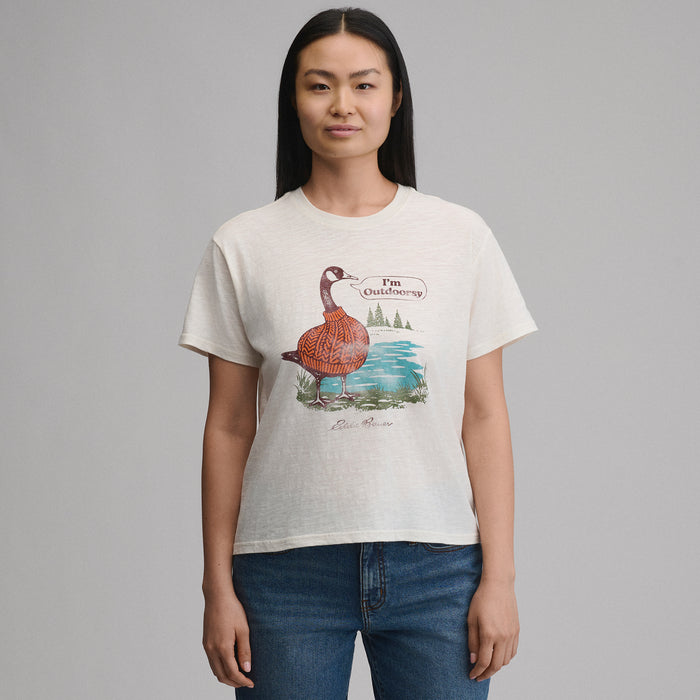 Women's Short-Sleeve Relaxed Boyfriend Graphic T-Shirt - Goose