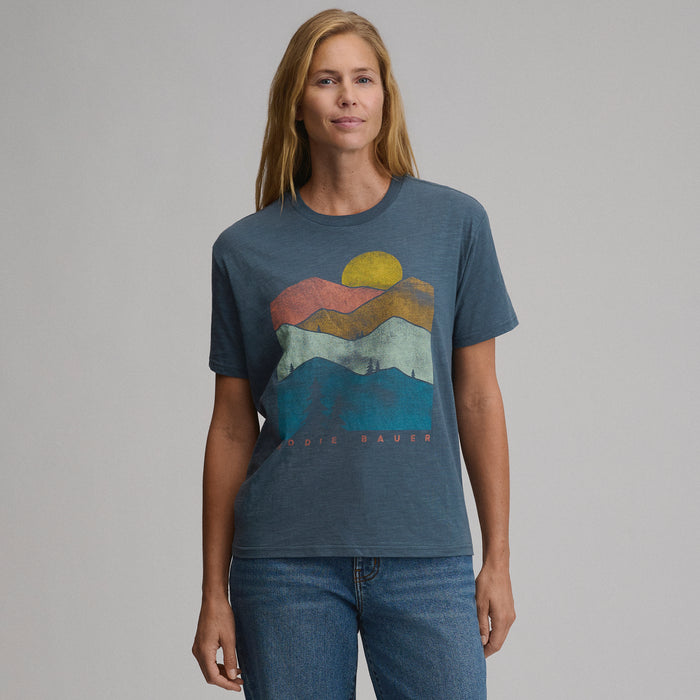 Women's Short-Sleeve Relaxed Boyfriend Graphic T-Shirt - Landscape