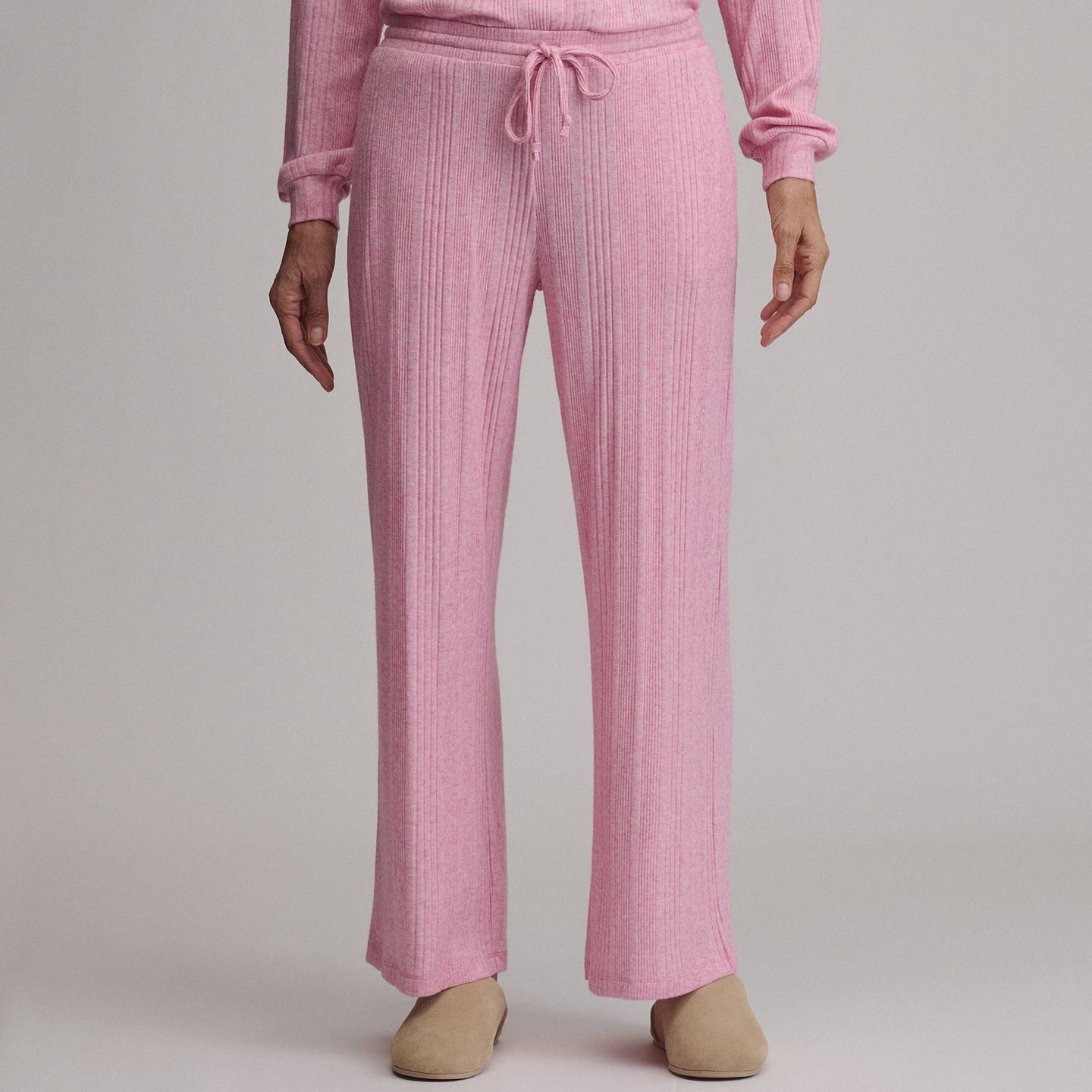 Women's Cozy Rib Wide-Leg Pants-Blush-1