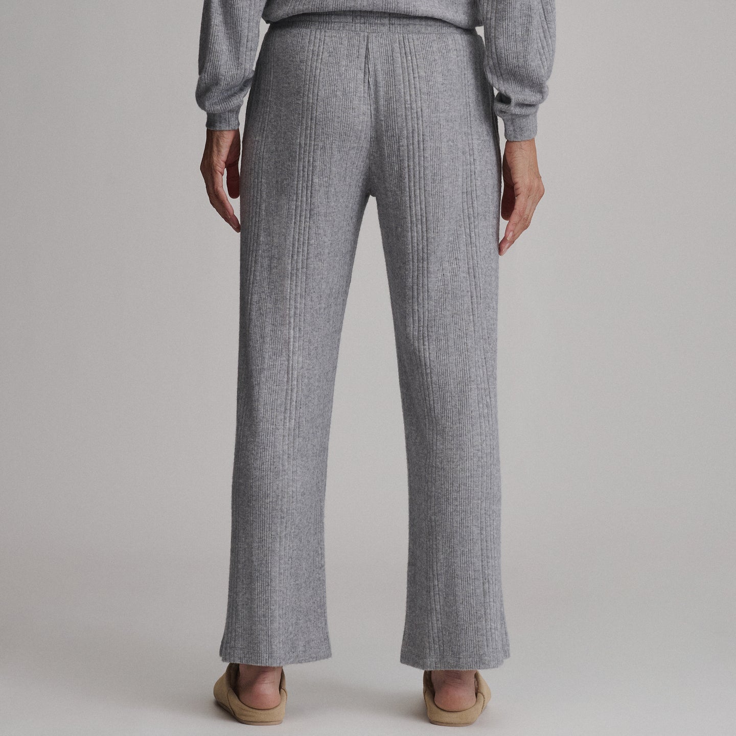 Women's Cozy Rib Wide-Leg Pants-Light Hthr Gray-6