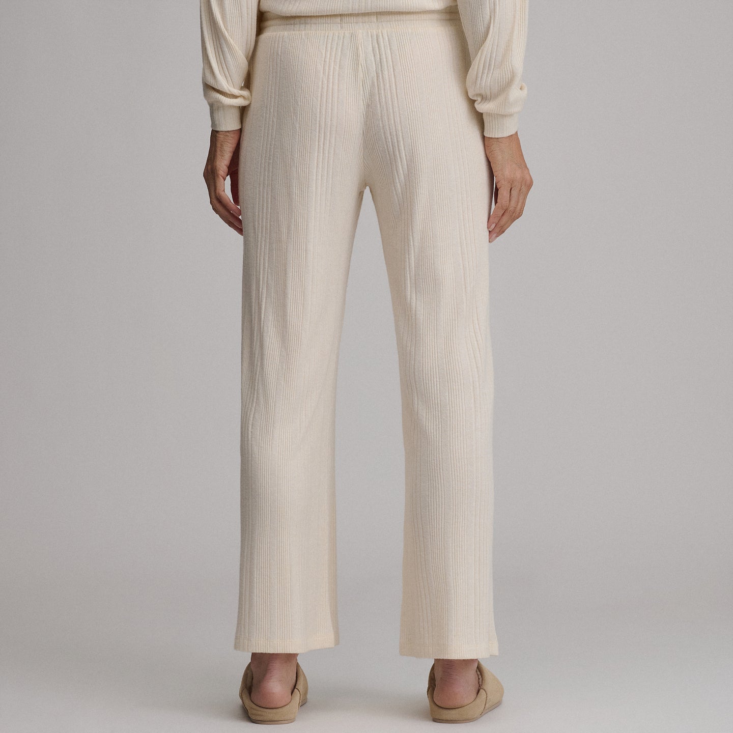 Women's Cozy Rib Wide-Leg Pants-Heather Oatmeal-10
