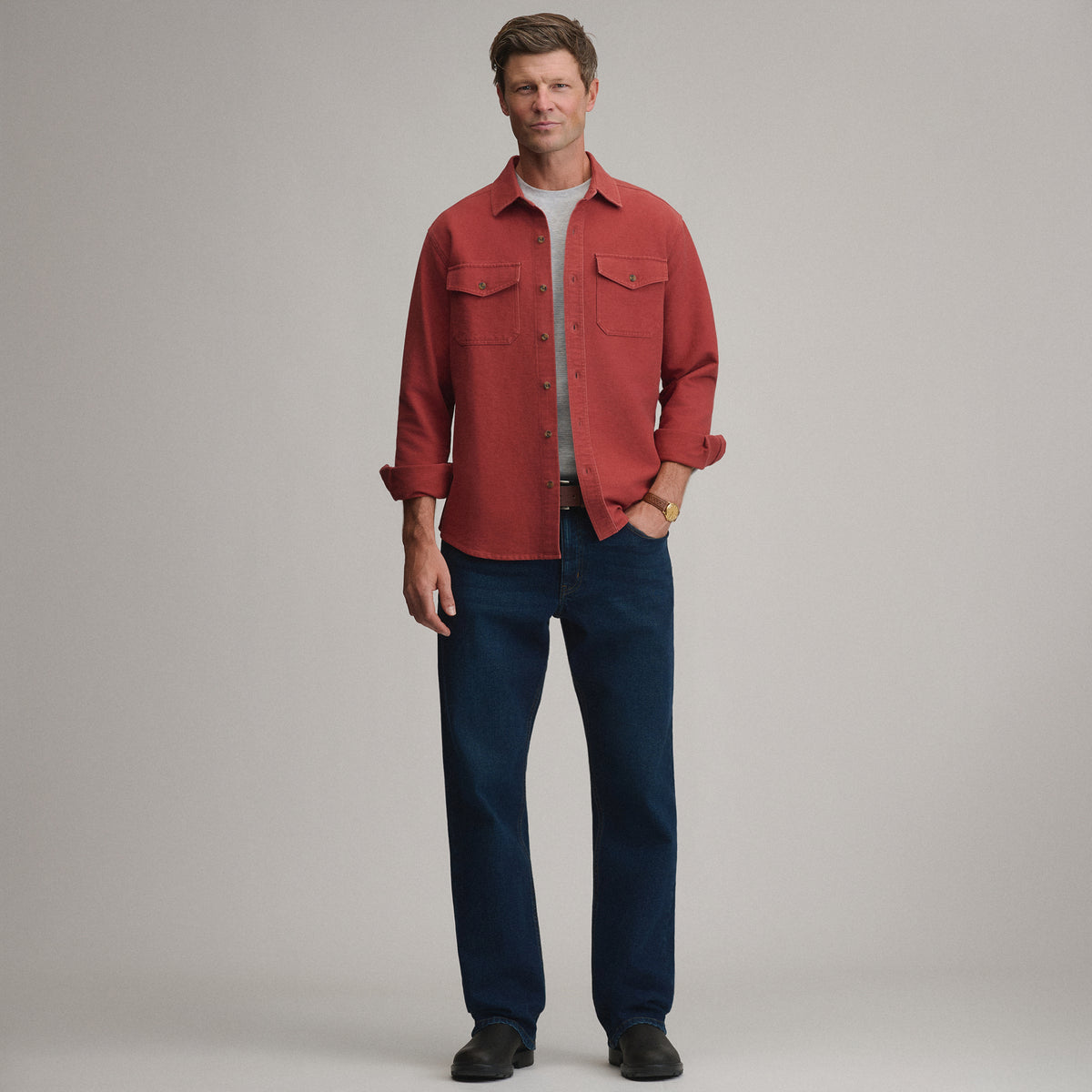 Men's Long-Sleeve Chamois Shirt-Mineralrd-12