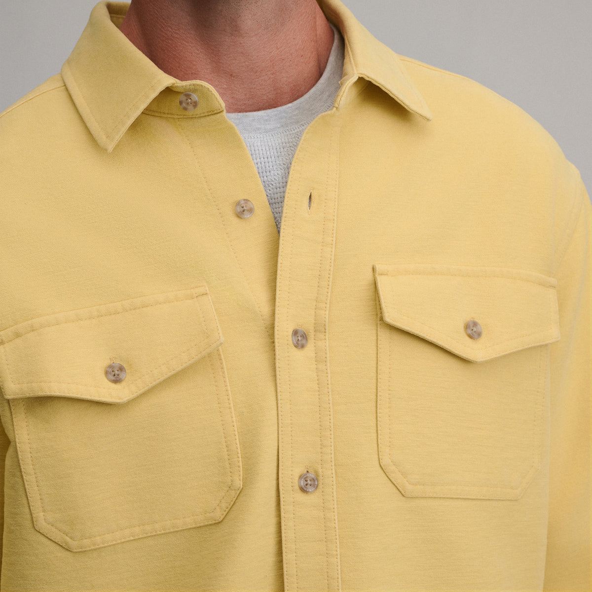 Men's Long-Sleeve Chamois Shirt-Vintage Yellow-15