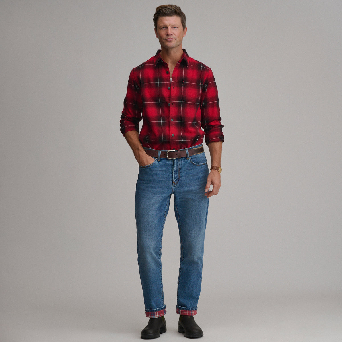 Eddies Flex Flannel Lined Jean - Straight-Pacific Blue-8