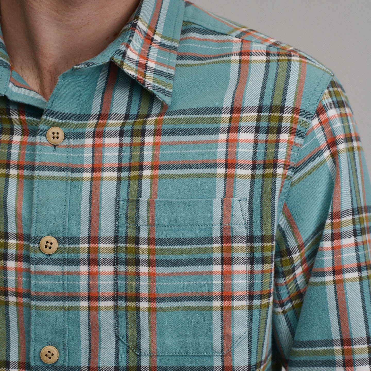 LS Eddie Bauers Favorite Flannel -Classic-Dark Seafoam-35
