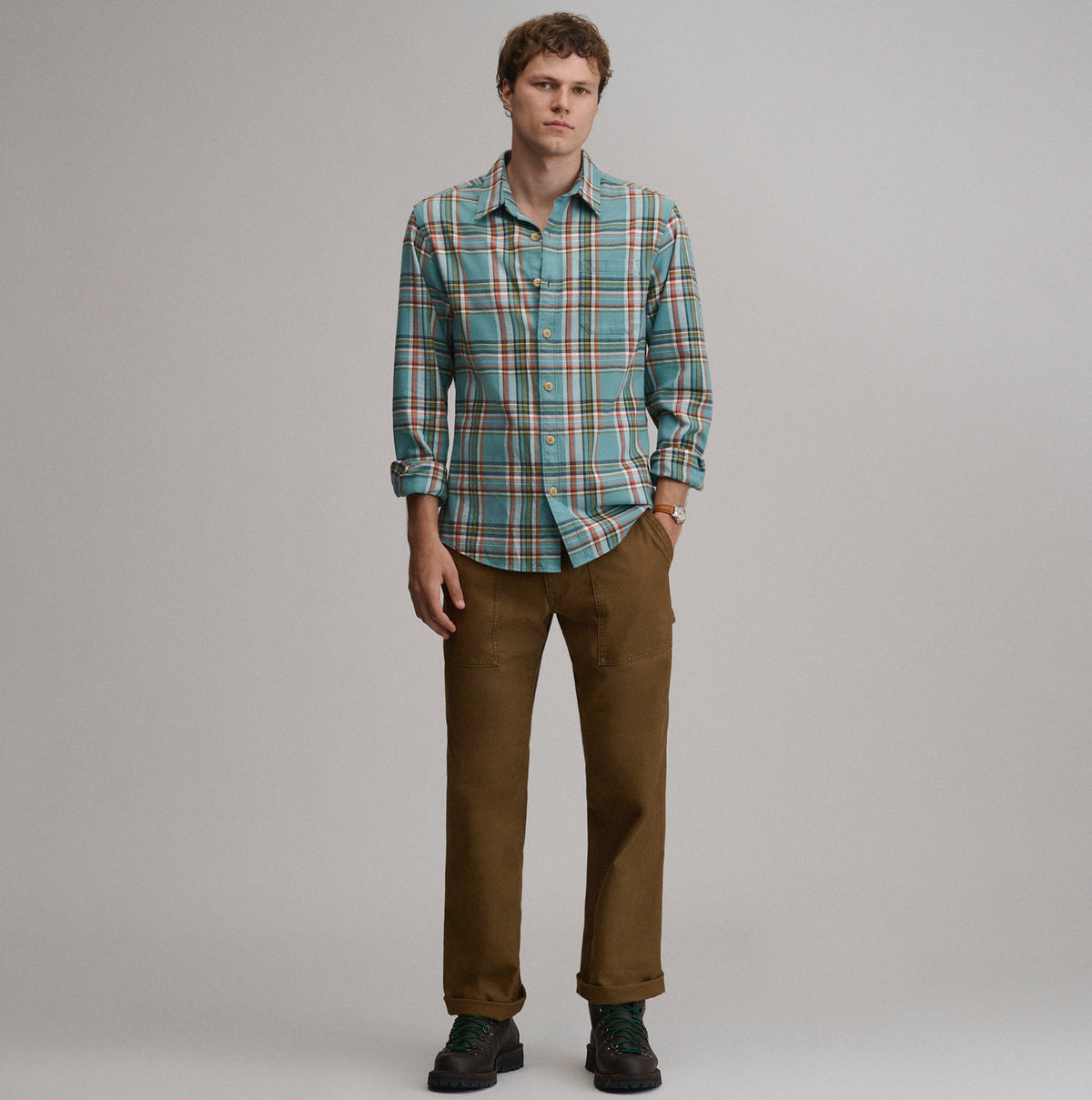 LS Eddie Bauers Favorite Flannel -Classic-Dark Seafoam-36