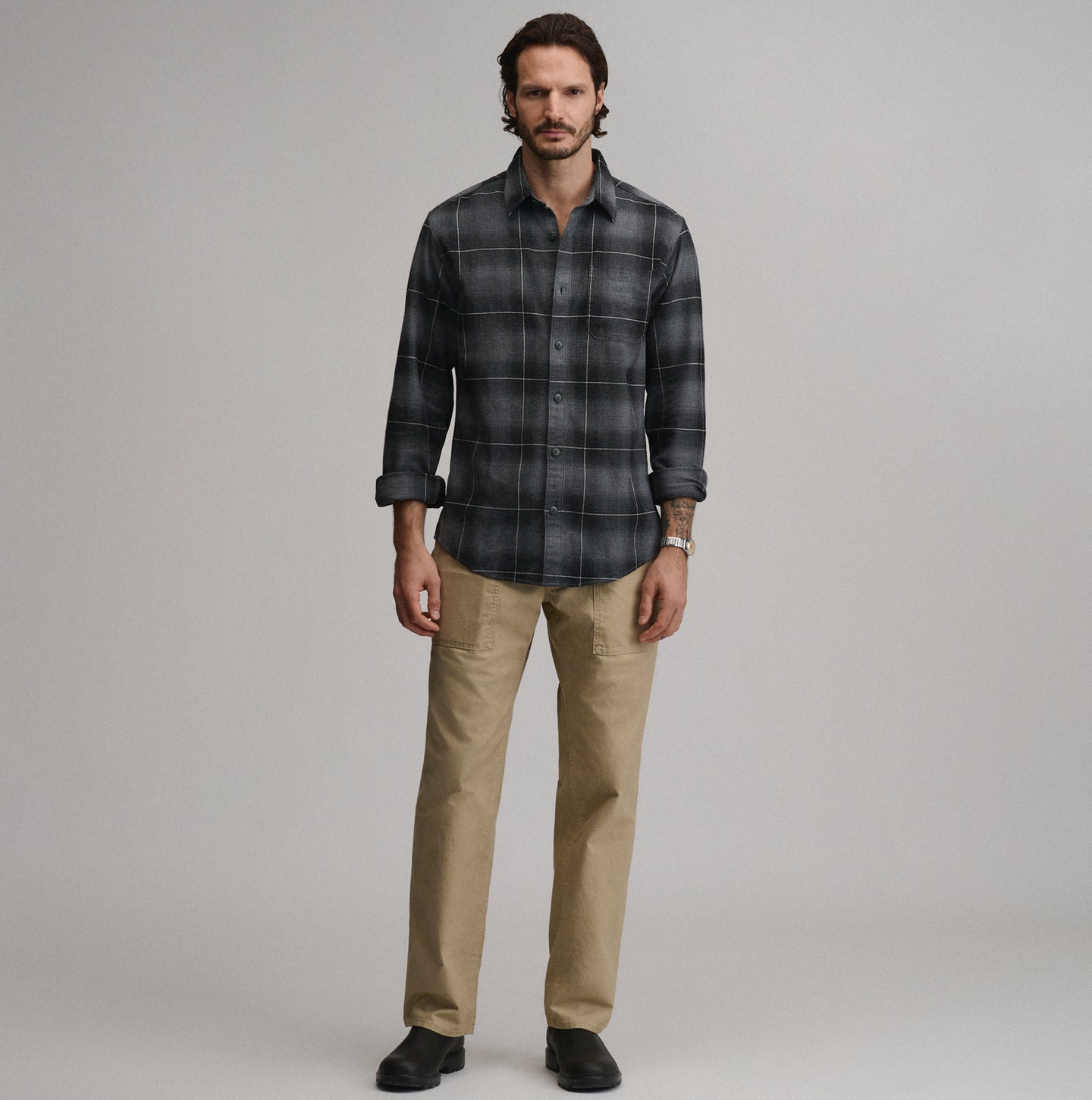 LS Eddie Bauers Favorite Flannel -Classic-Gray-48