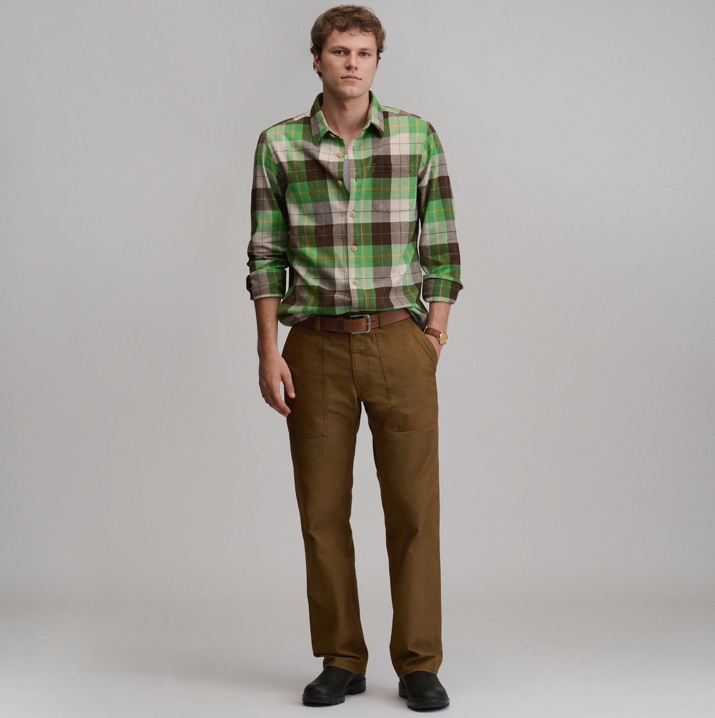 LS Eddie Bauers Favorite Flannel -Classic-Light Moss-56