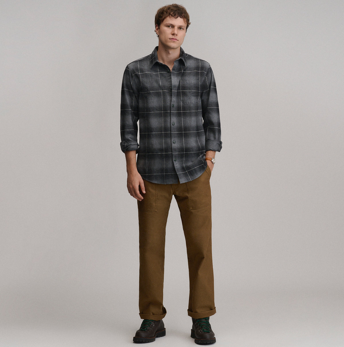 LS Eddie Bauers Favorite Flannel -Relaxed-Gray-44