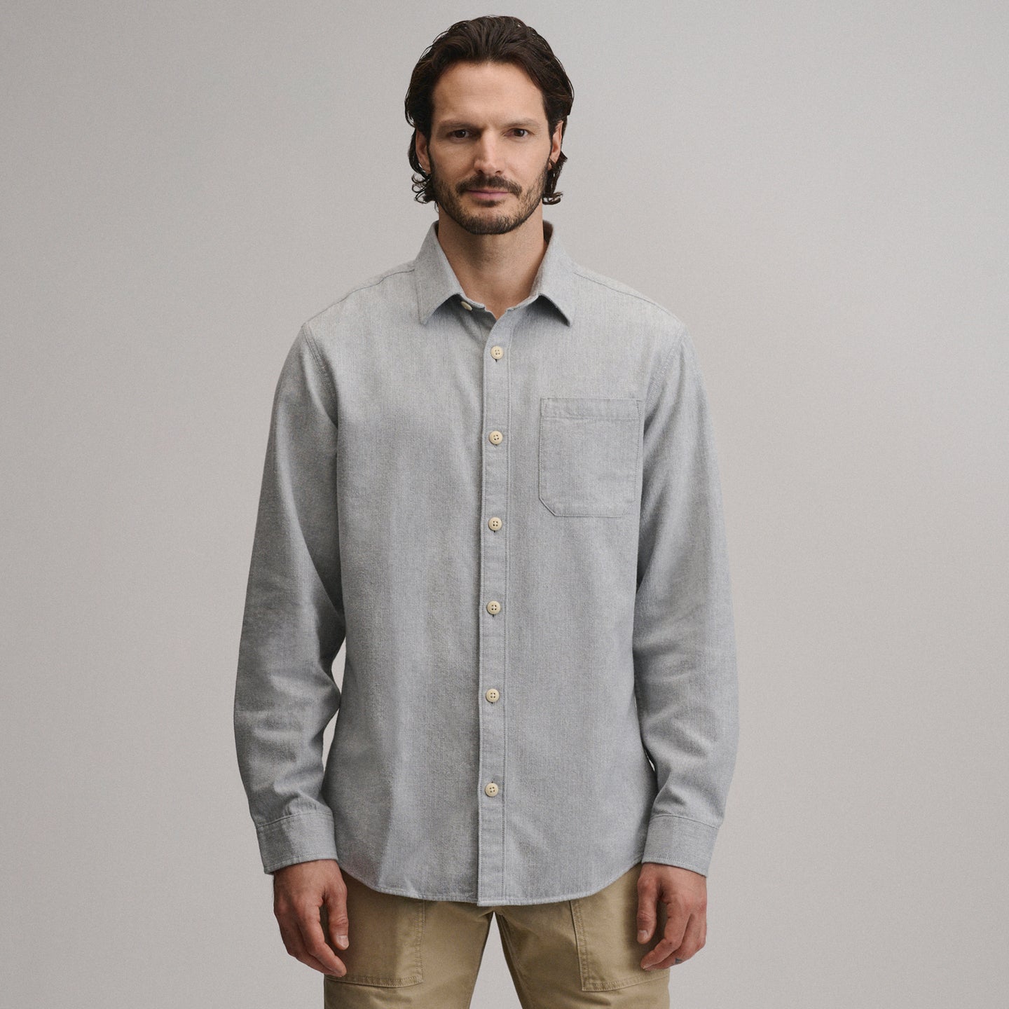LS Eddie Bauers Favorite Flannel -Relaxed-Heather Gray-45