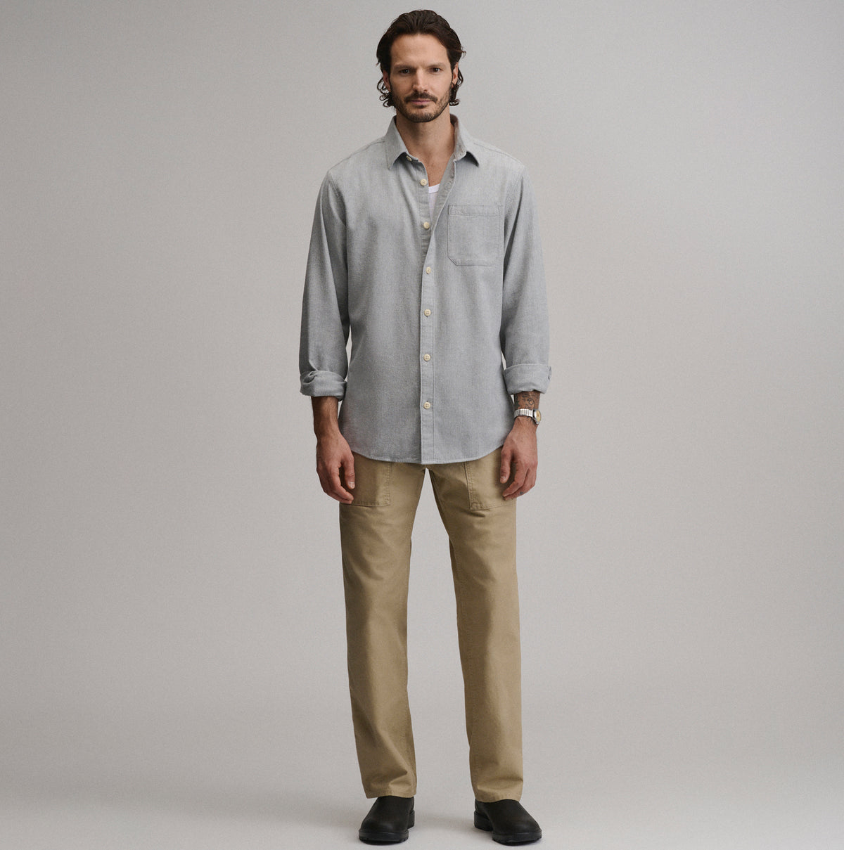 LS Eddie Bauers Favorite Flannel -Relaxed-Heather Gray-48