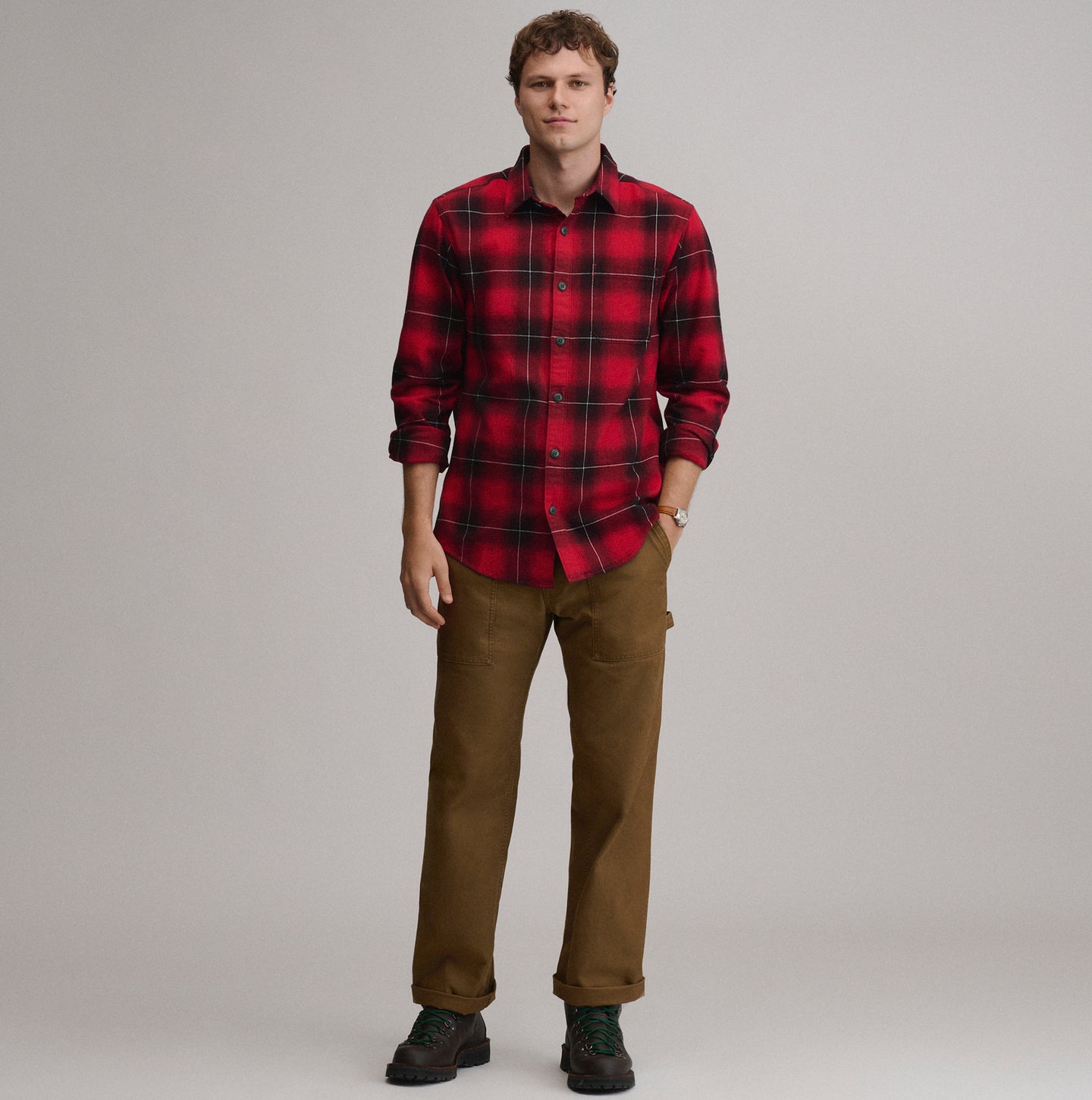 LS Eddie Bauers Favorite Flannel -Relaxed-Scarlet-60