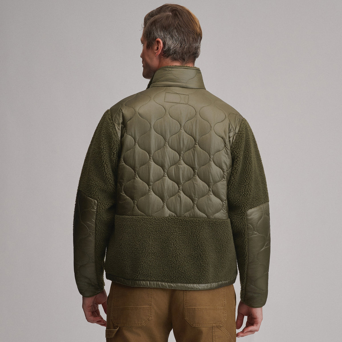 Men's Editorial Mixed Media Fleece Jacket - Journey Fleece-Antique Pine-2