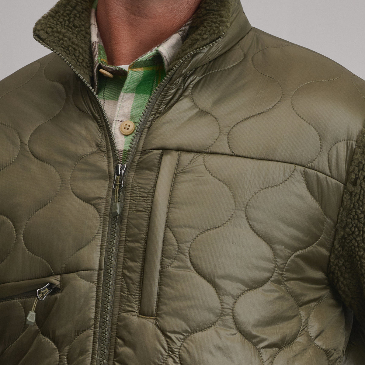 Men's Editorial Mixed Media Fleece Jacket - Journey Fleece-Antique Pine-3