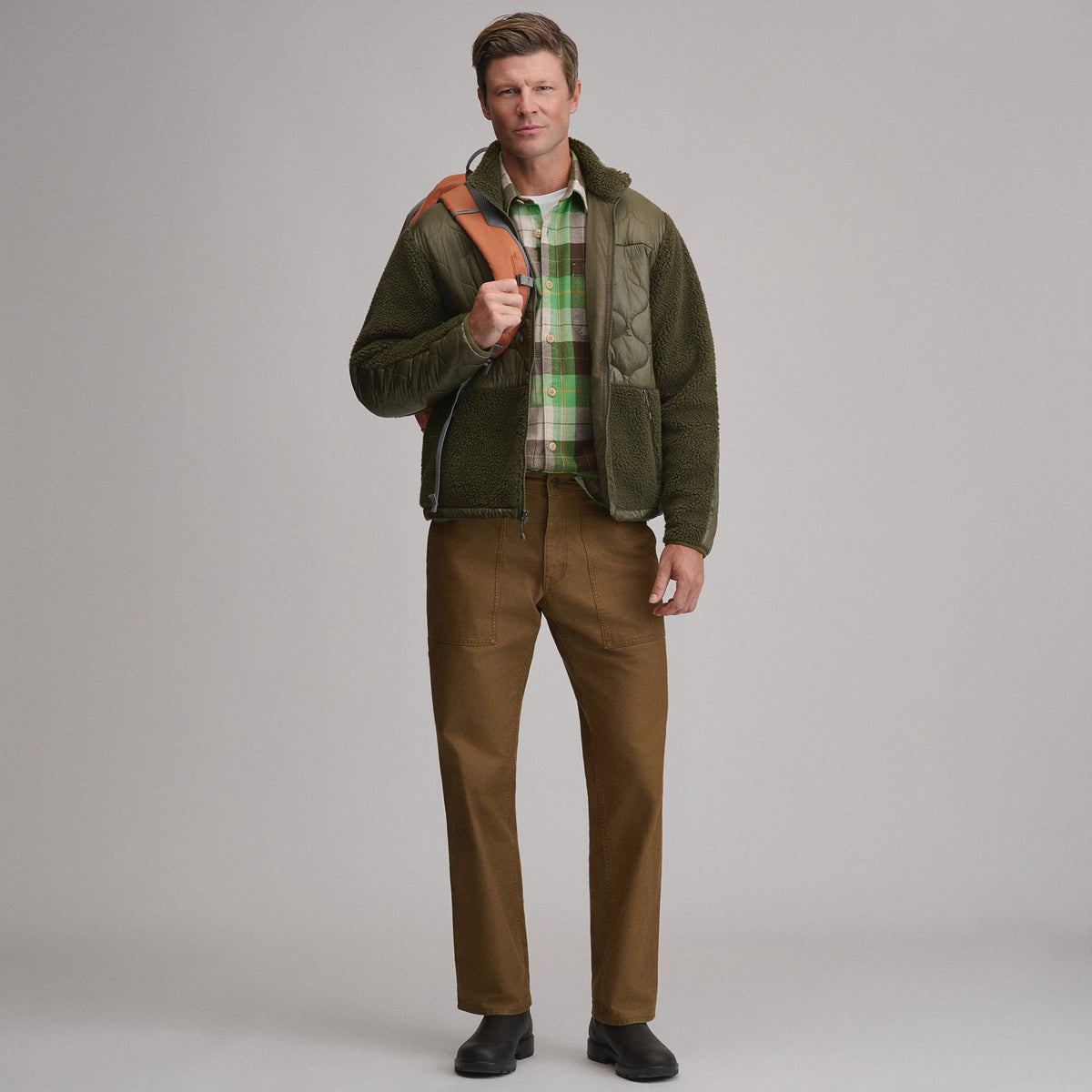 Men's Editorial Mixed Media Fleece Jacket - Journey Fleece-Antique Pine-5