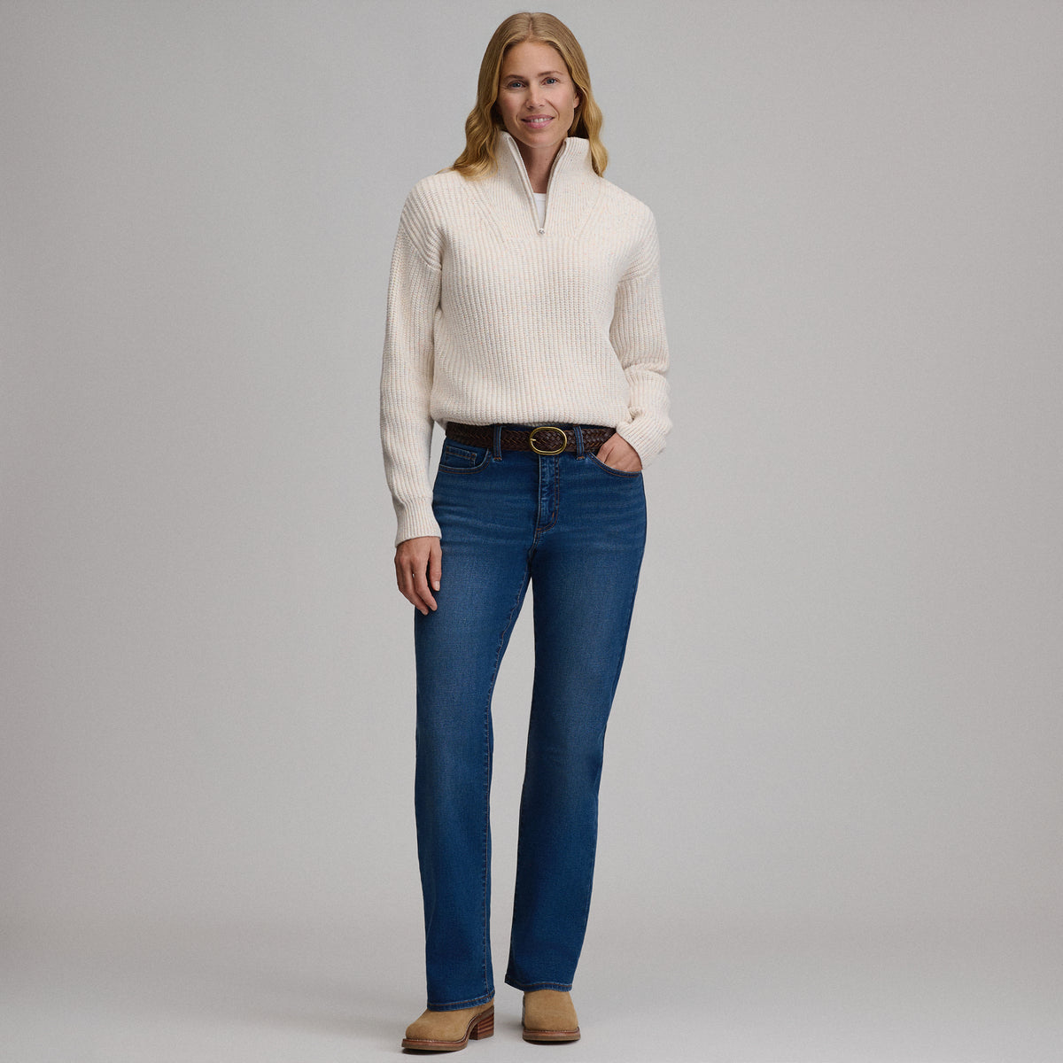 Women's Solid Mock-Neck Sweater-Cascade-4