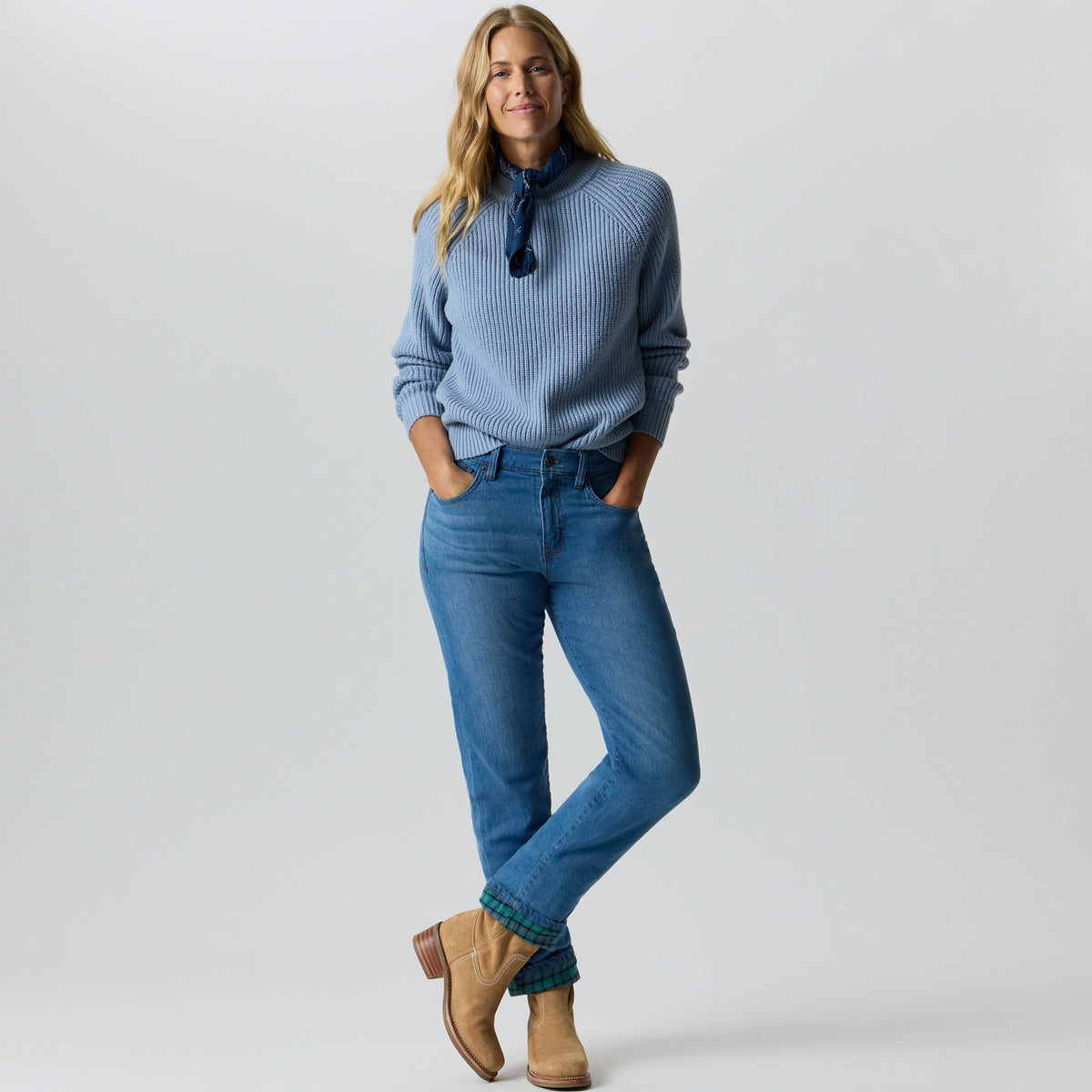 Women's Solid Mock-Neck Sweater-Cascade-4