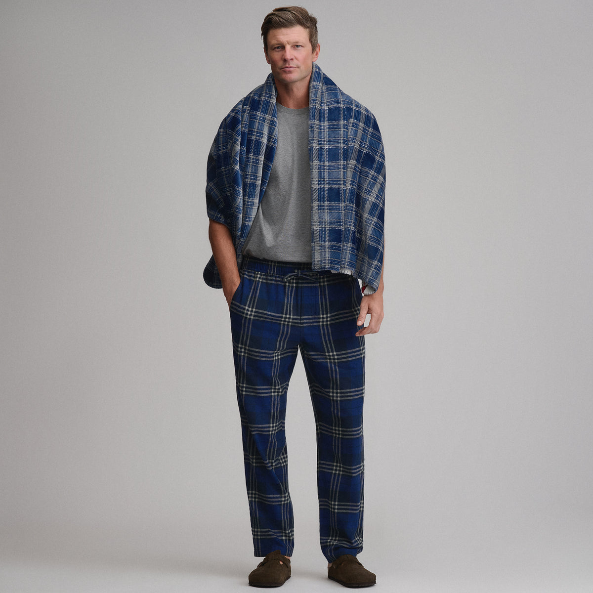 Flannel Woven Pant-Dark Blue Grey-8