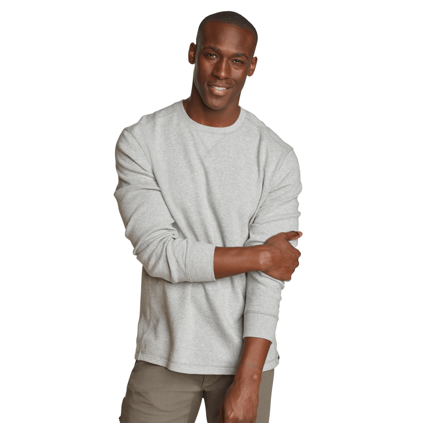 Men's Eddie's Favorite Ultrasoft Thermal Crew-Lt Htr Gray-Regular-4