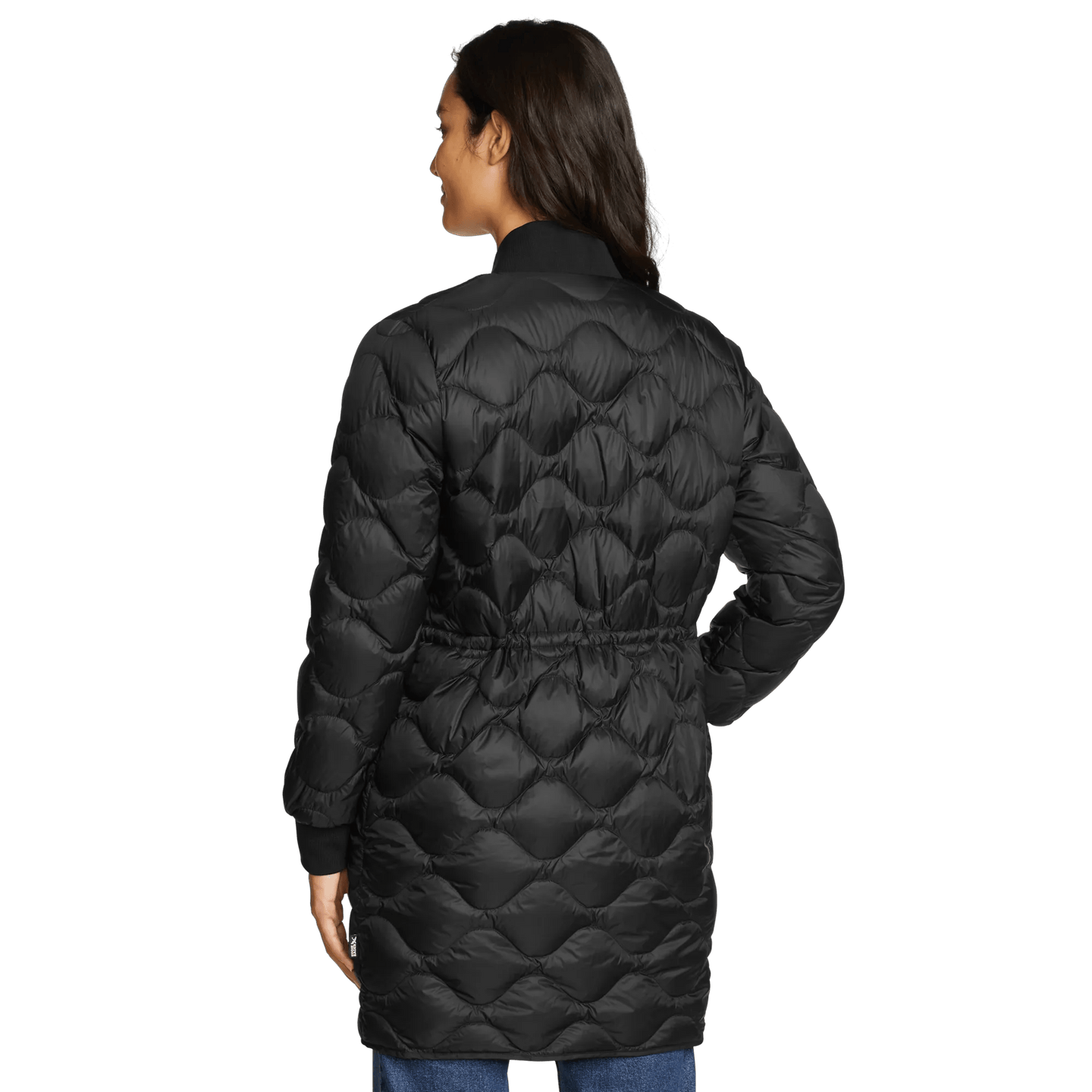 Women's Shaw Long Down Bomber Jacket-Black-Regular-2