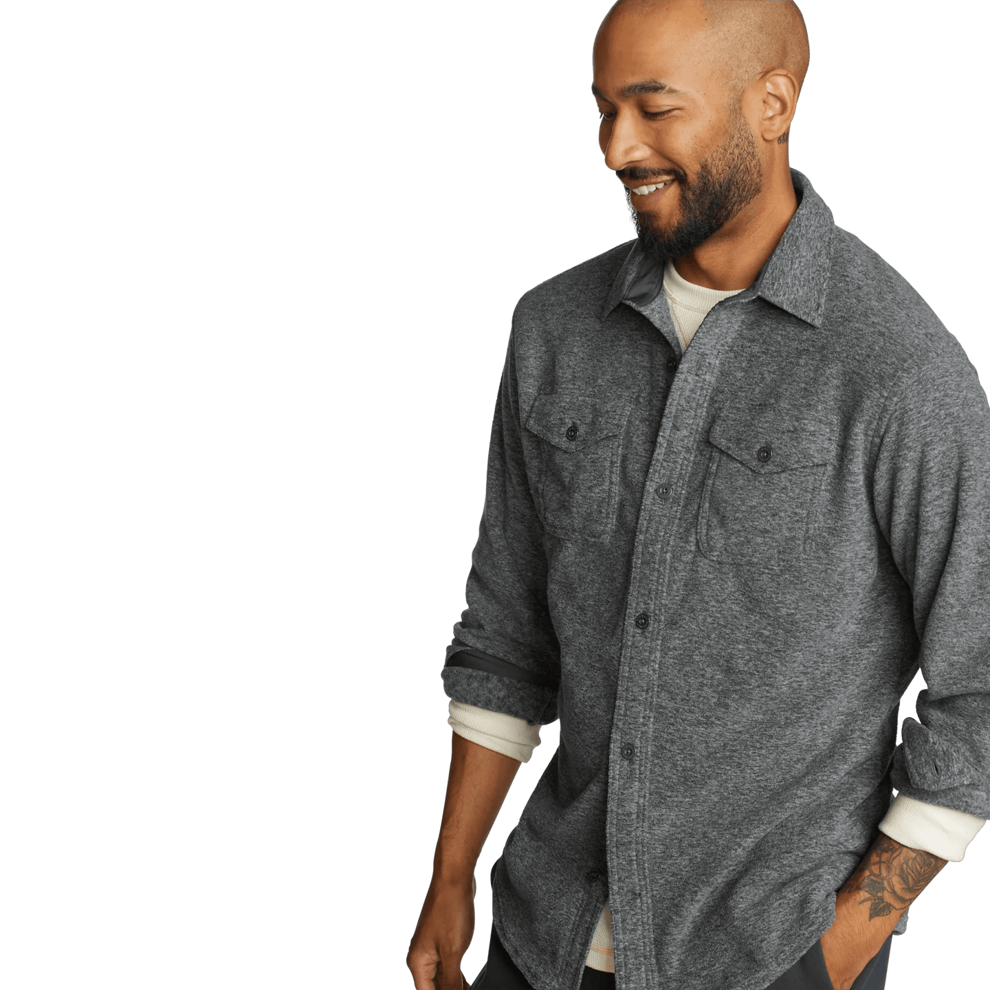 Men's LS Chutes Microfleece Shirt-Charcoal Htr-Regular-4
