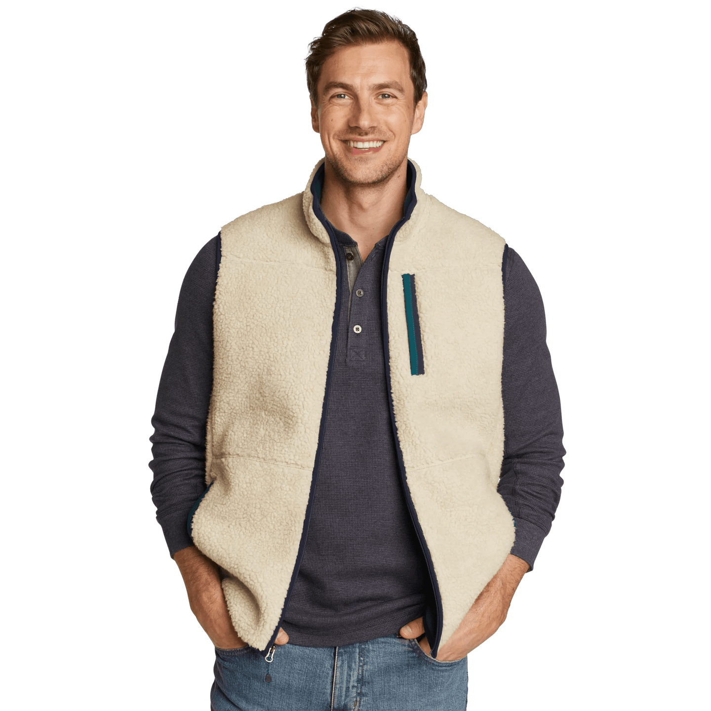 Men's Chilali Faux Shearling Fleece Vest-Oyster-Regular-10