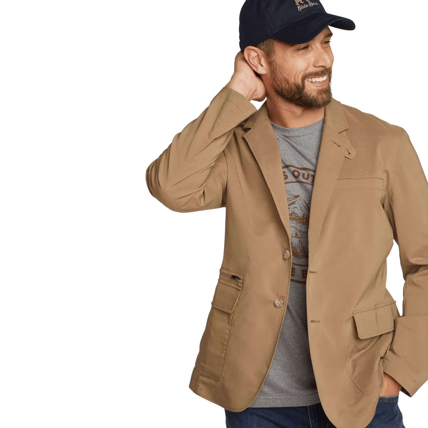Men's Ultimate Voyager Travel Blazer-Dk Khaki-Regular-2