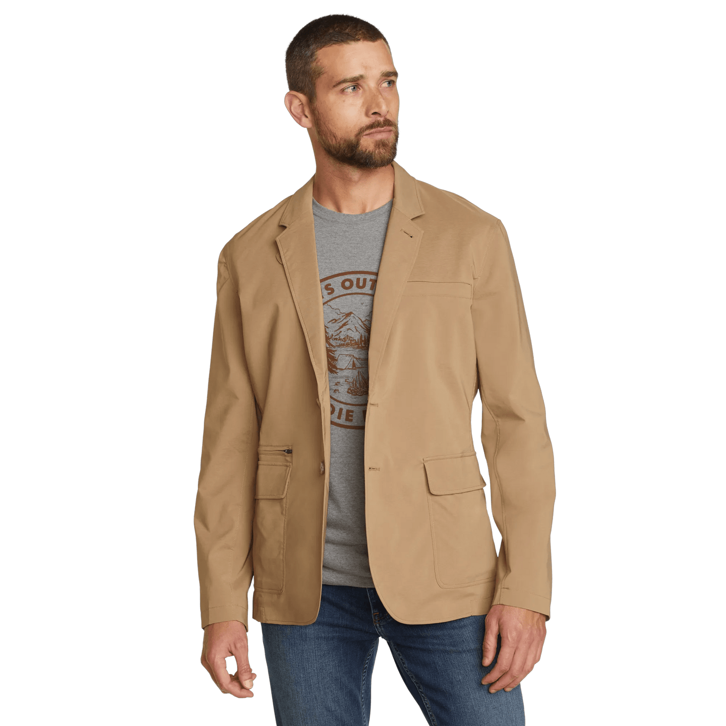 Men's Ultimate Voyager Travel Blazer-Dk Khaki-Regular-8