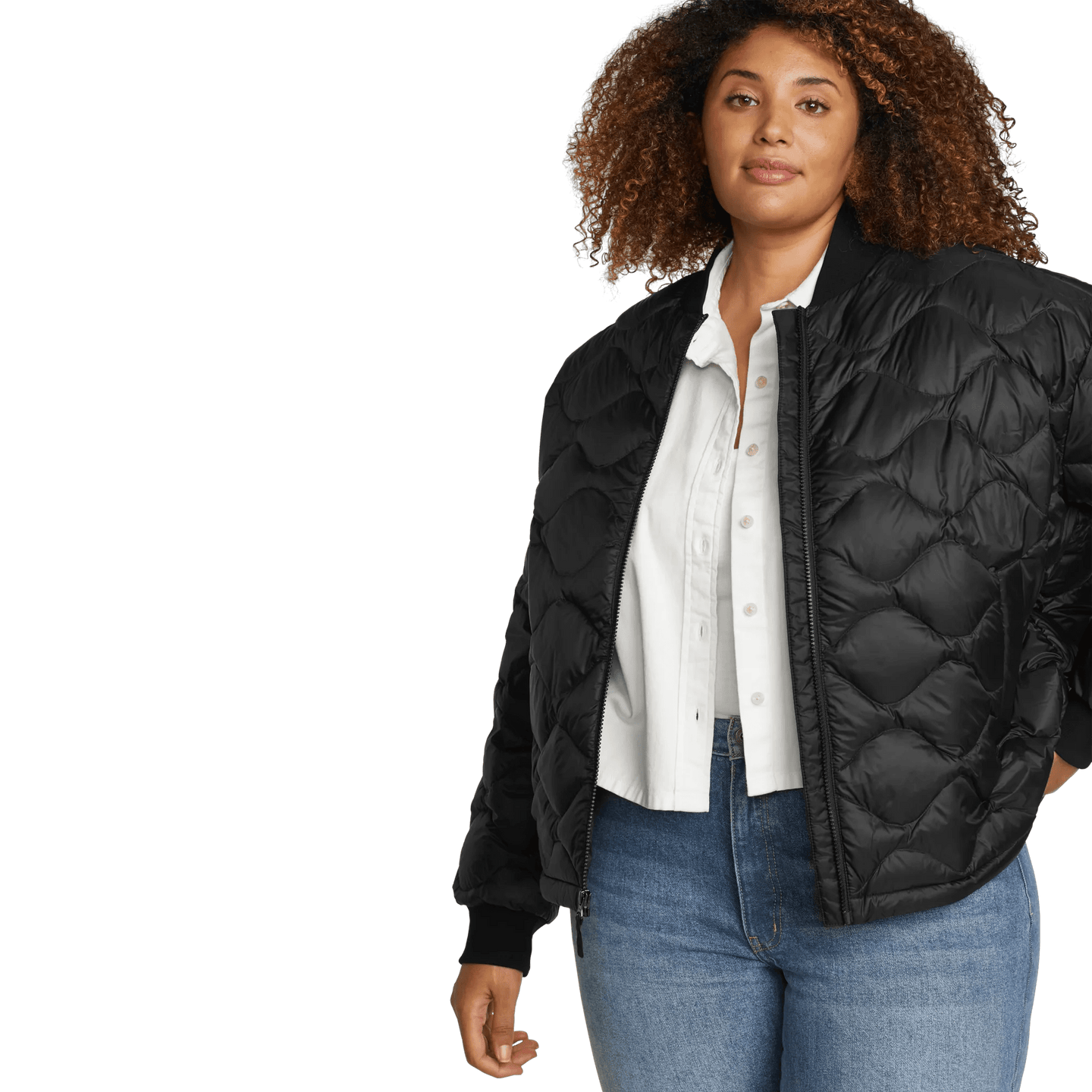 Women's Shaw Down Bomber Jacket-Black-Plus-4