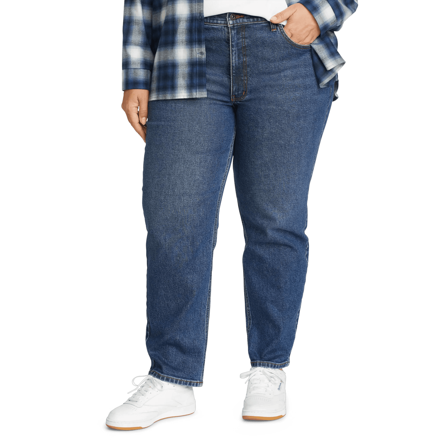 Women's Authentic High-Rise Straight Leg Jeans-Indigo Blue-Plus-3
