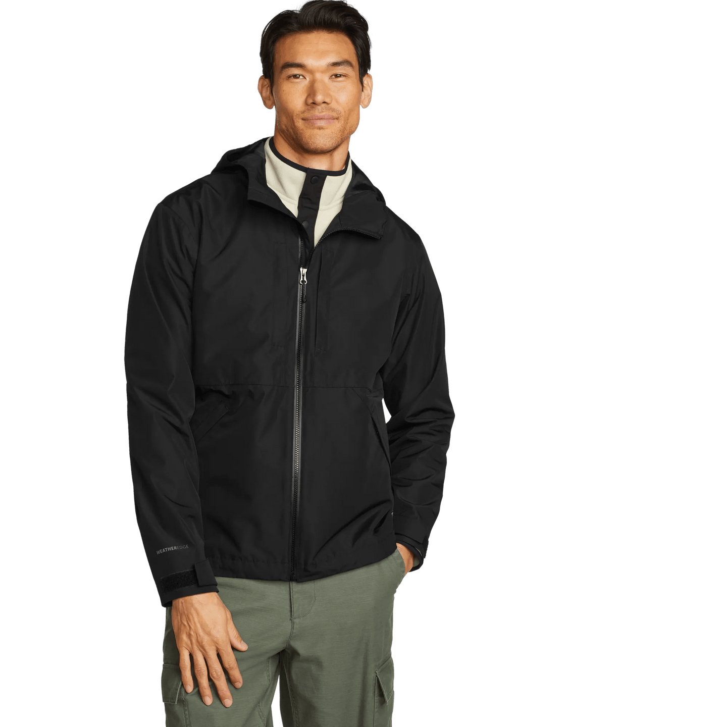 Men's Seaward Waterproof Hooded Rain Jacket-Black-Regular-5