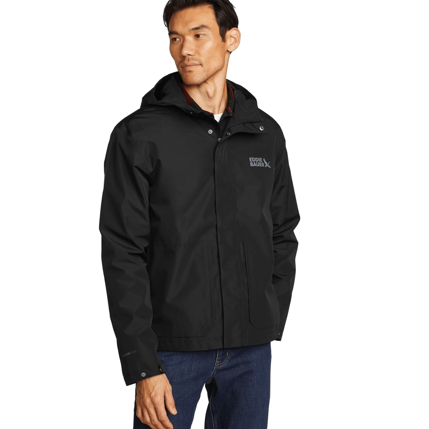 Men's Rainfoil® Waterproof Packable Hooded Storm Jacket-Black-Regular-5