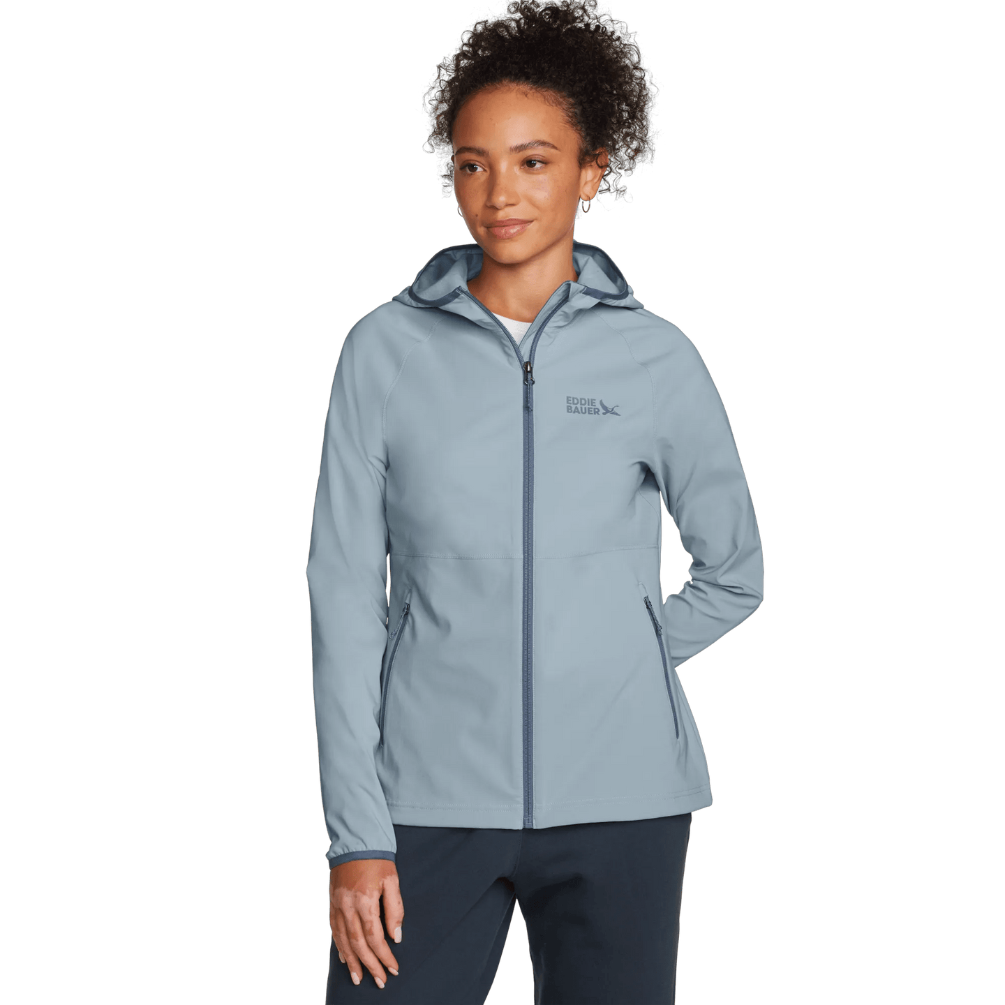 Women's Stratify Soft Shell Hoodie-Blue Smoke-Regular-3