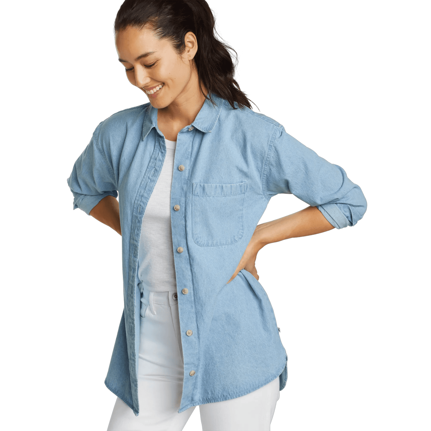 Women's Denim Overshirt-Bleached-Regular-3