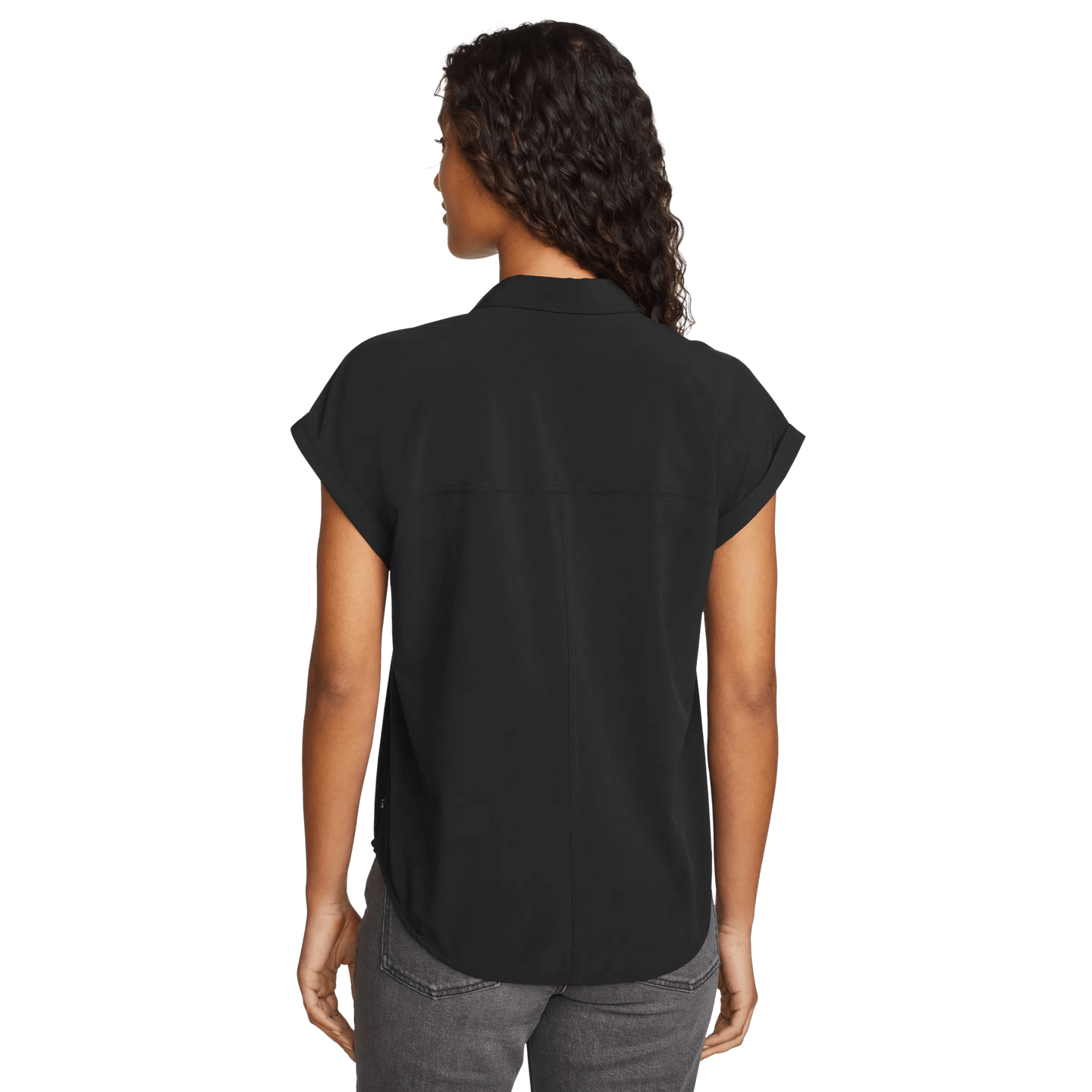 Women's Departure Short-Sleeve Button-Down Shirt-Black-Regular-2
