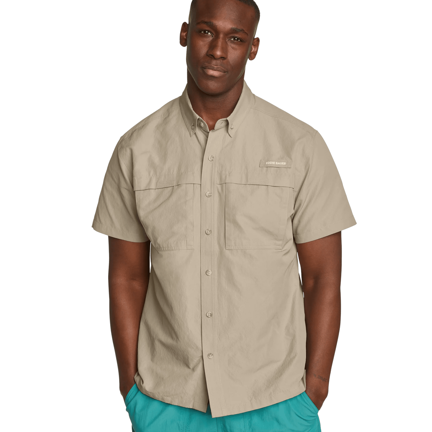 Men's Rainier Ripstop Short-Sleeve Shirt-Light Khaki-Regular-4