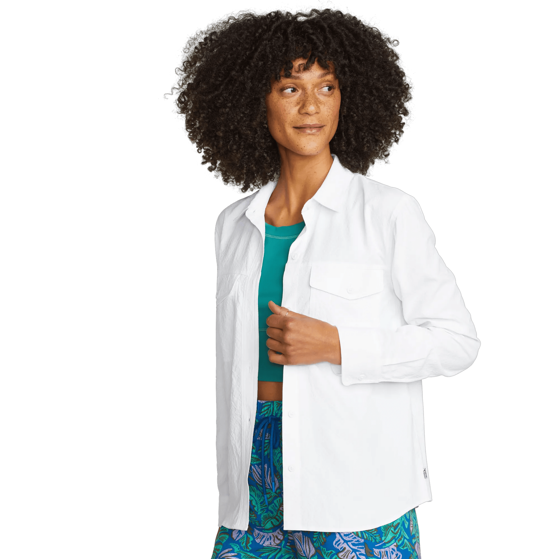 Chemise Femme Eddie Bauer – Vert Col Boutonné – Coton Taille L – Vintage