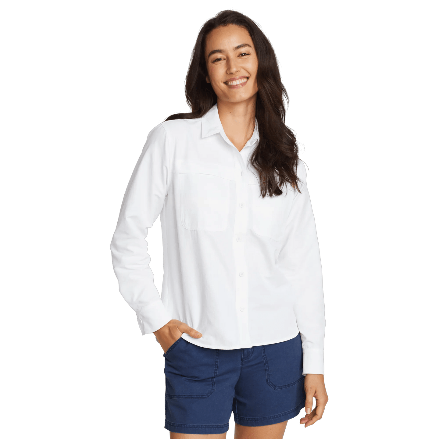 Women's Long-Sleeve Rainier Ripstop Shirt-White-Regular-9