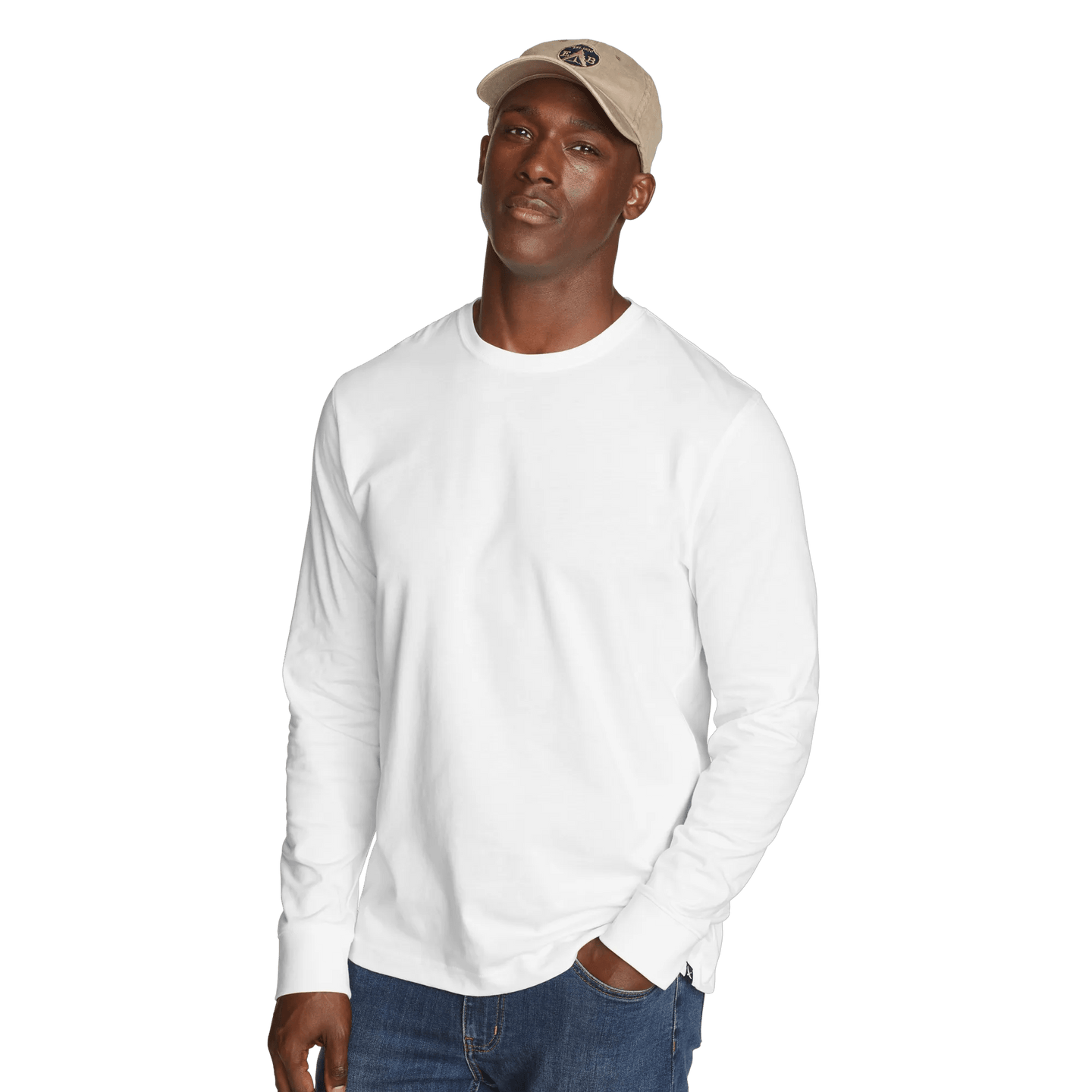 Men's Legend Wash 100% Cotton Long-Sleeve Classic T-Shirt-White-Regular-13