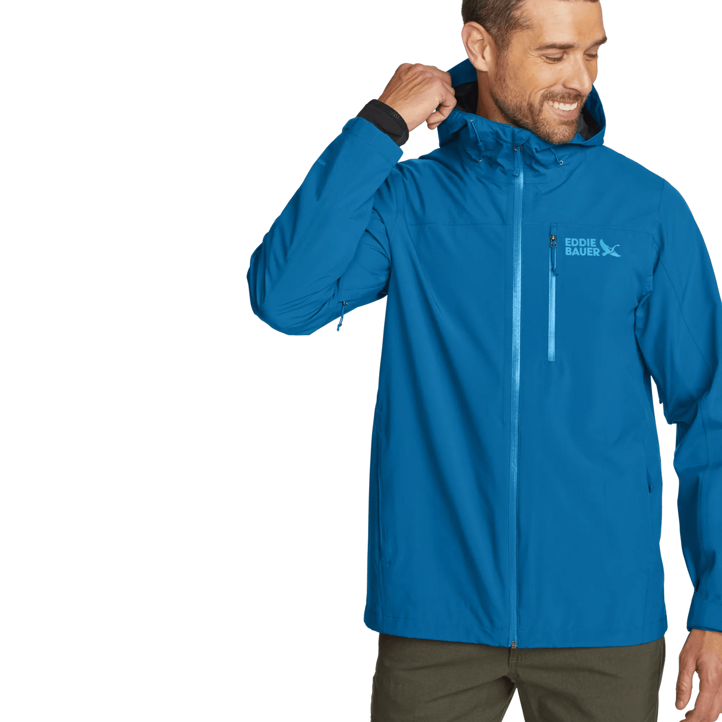 Men's Cloud Cap Waterproof Stretch Hooded Rain Jacket-Blue-Regular-6
