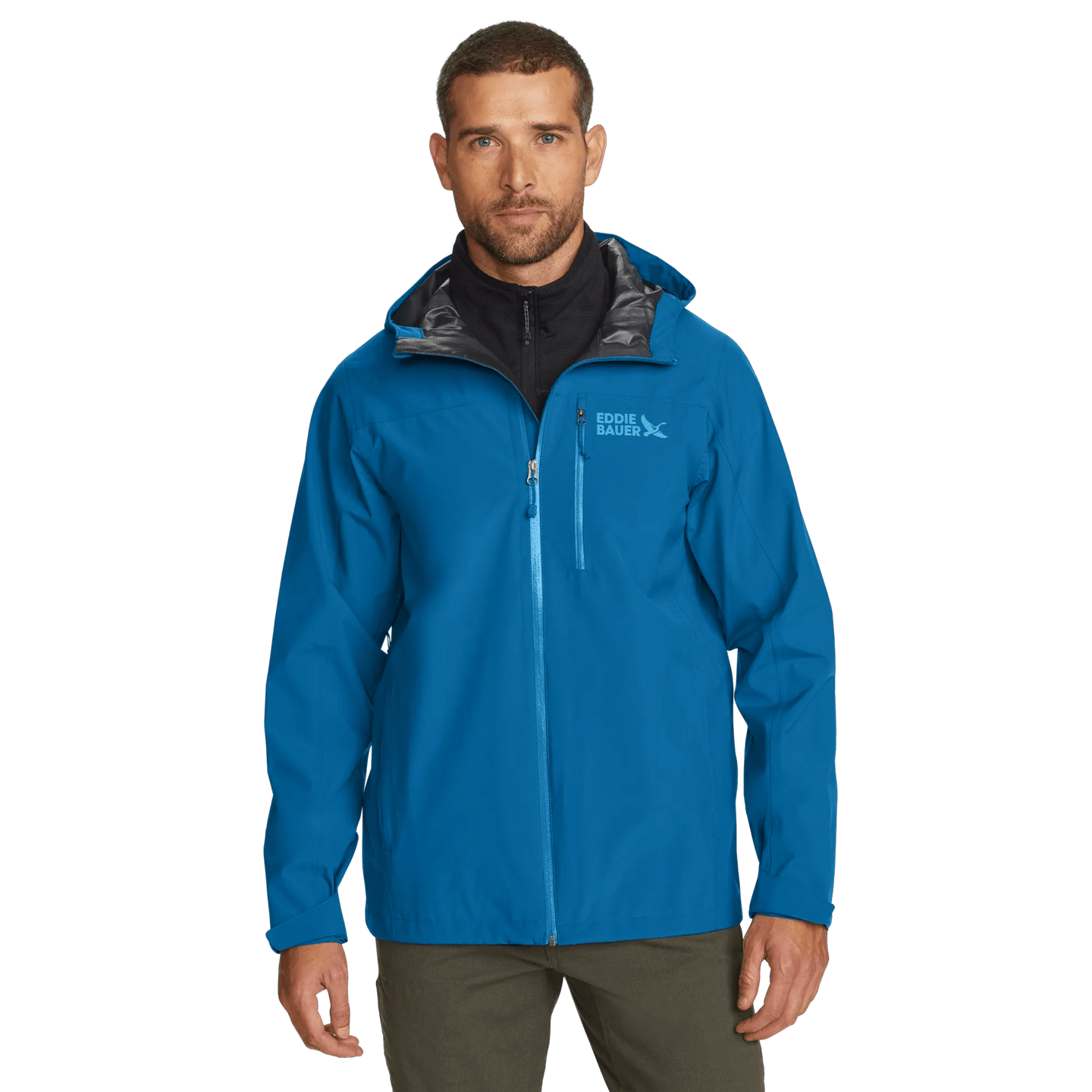 Men's Cloud Cap Waterproof Stretch Hooded Rain Jacket-Blue-Regular-11