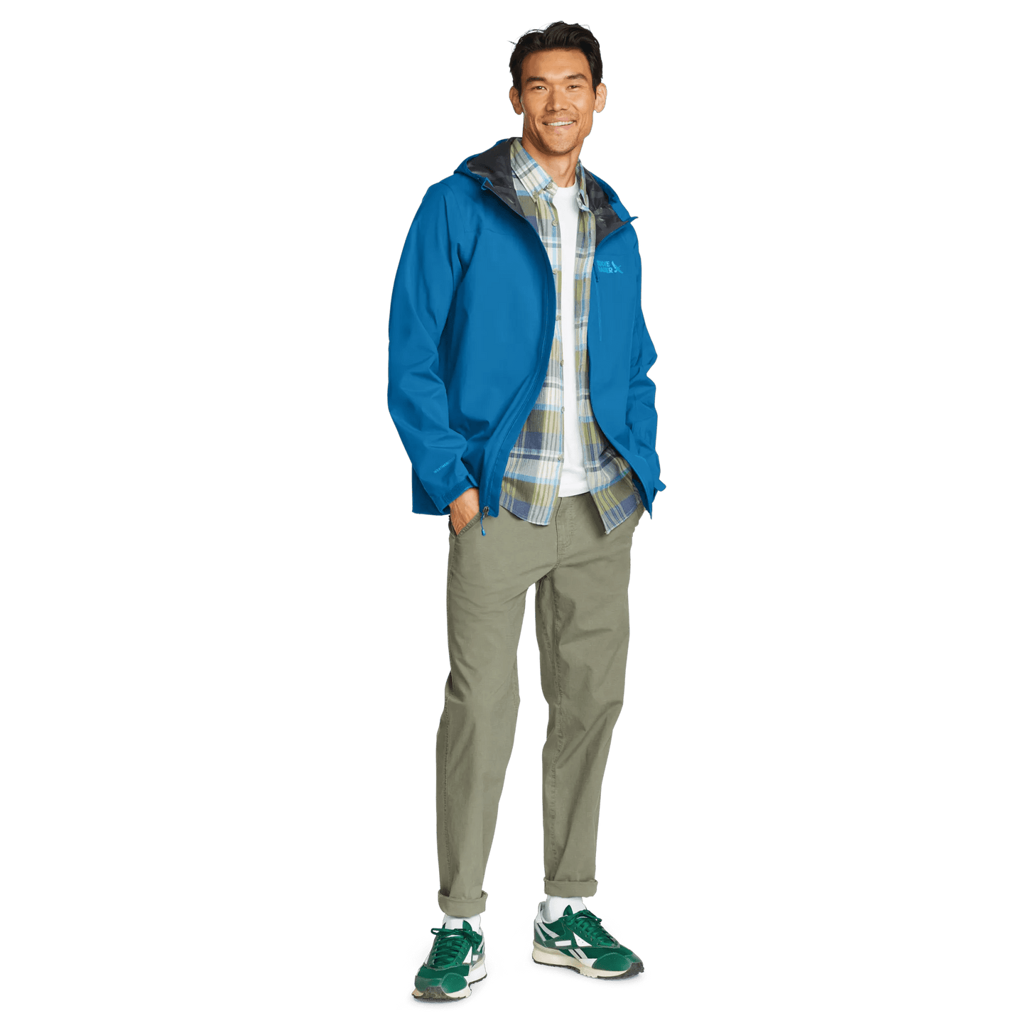 Men's Cloud Cap Waterproof Stretch Hooded Rain Jacket-Blue-Regular-8