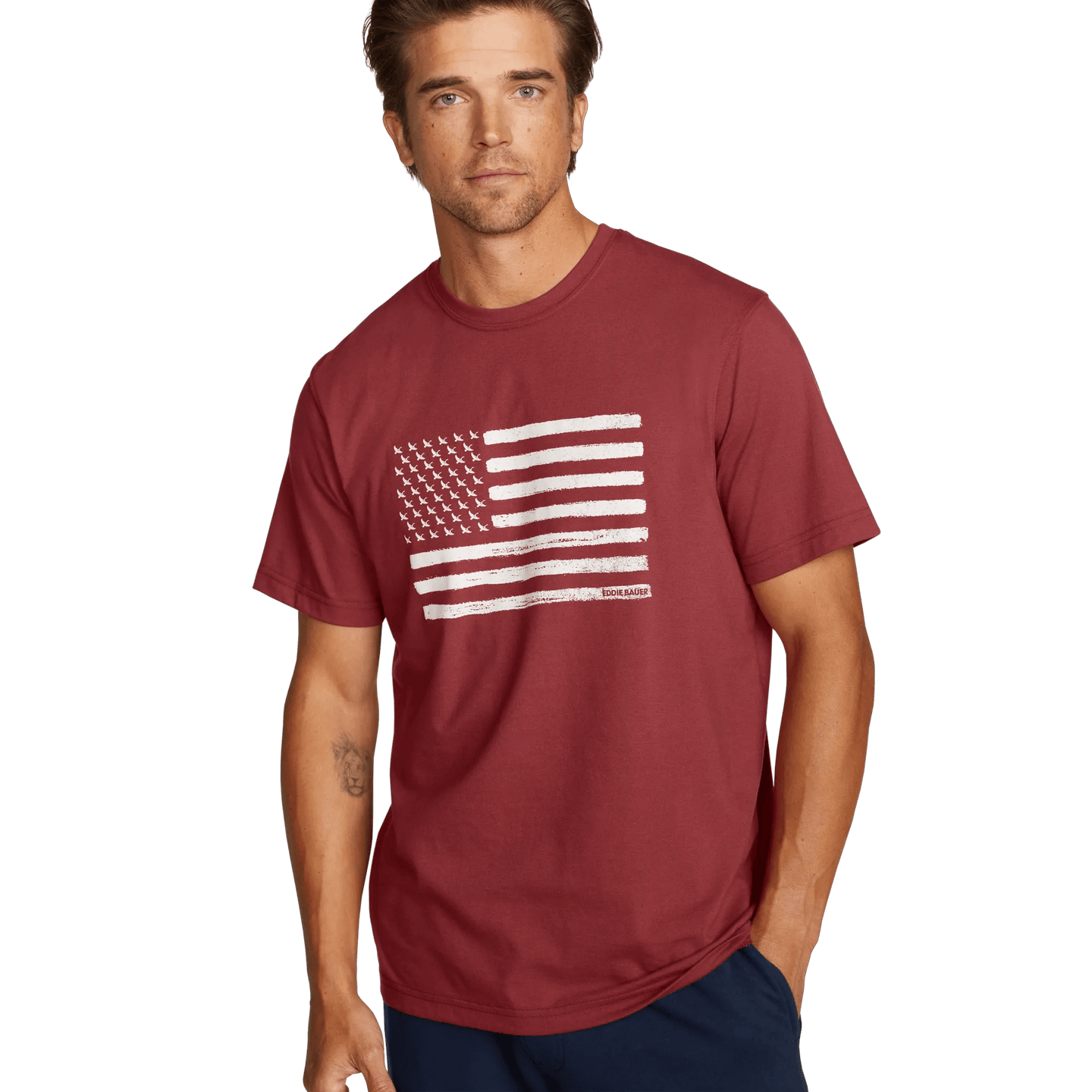 Graphic T-Shirt - Goose Flag-Dk Ruby-Regular-1