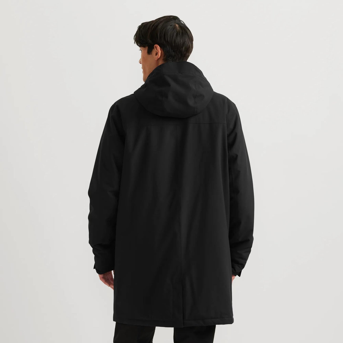 Men's Mainstay Insulated Waterproof Hooded Trench Coat-Black-Regular-4