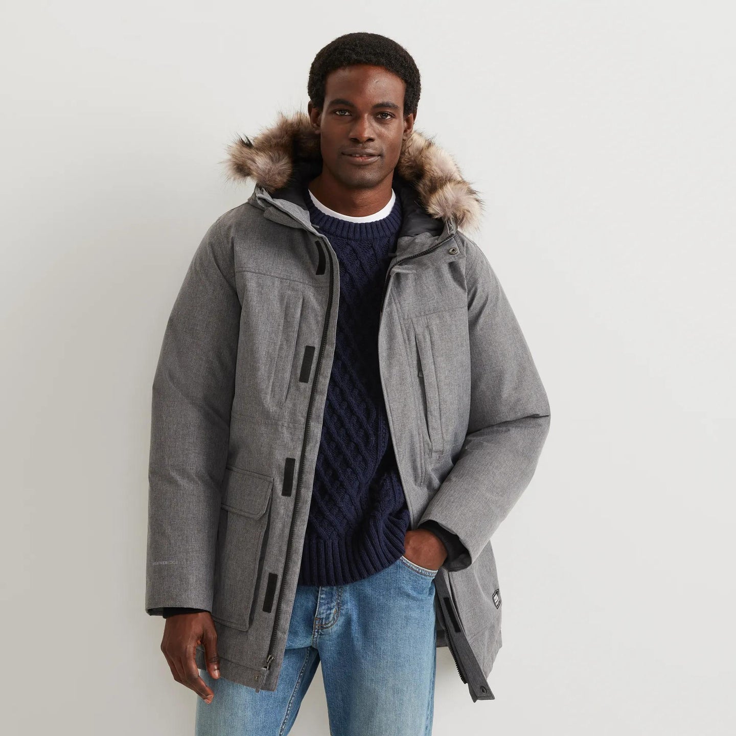 Men's Superior Down Waterproof Hooded Parka-Htr Gray-Regular-3