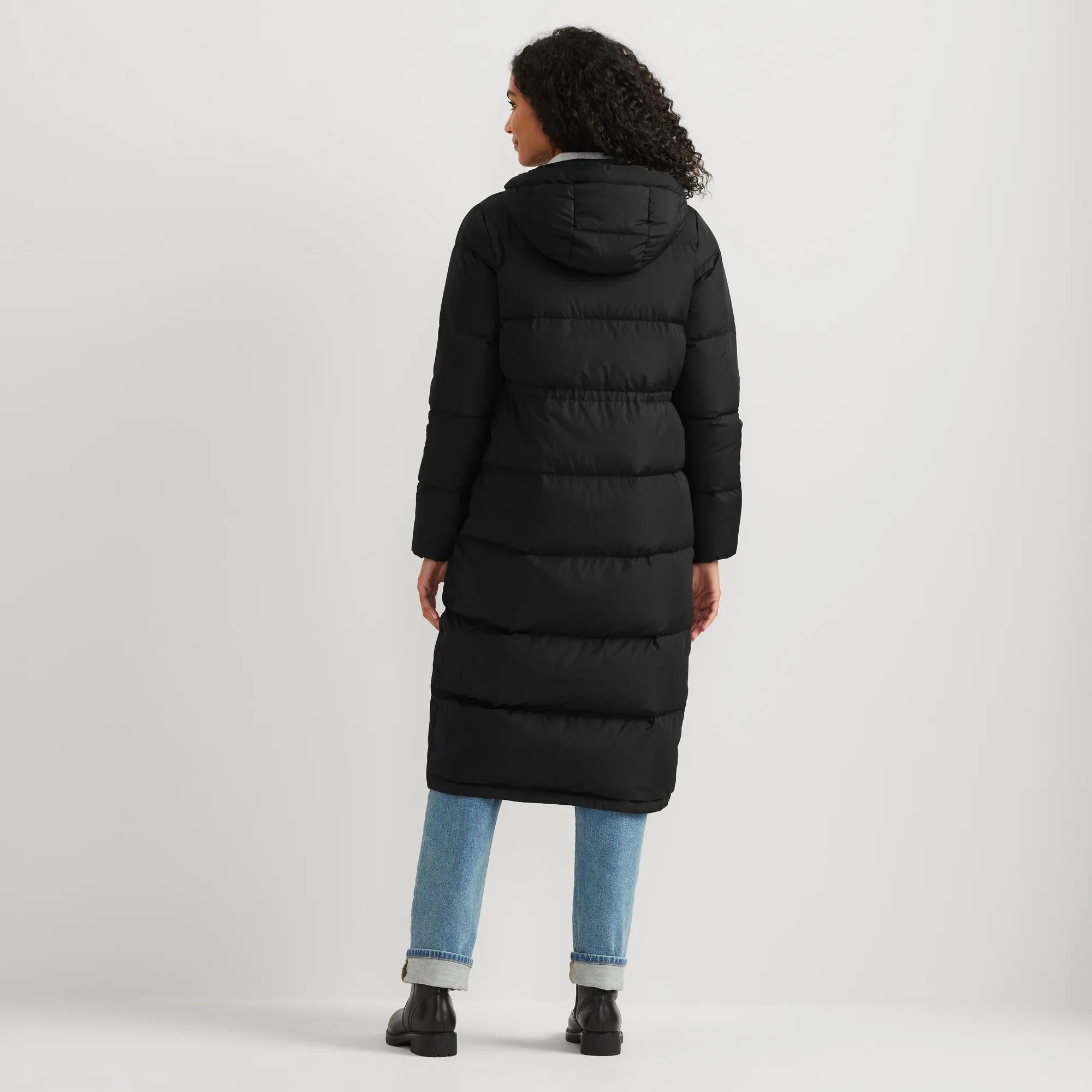 Eddie Bauer フーディーダウンコート EB900 ミドル ブラック M Eddie Bauer（エディーバウアー） ダウンコート ダウンジャケット
