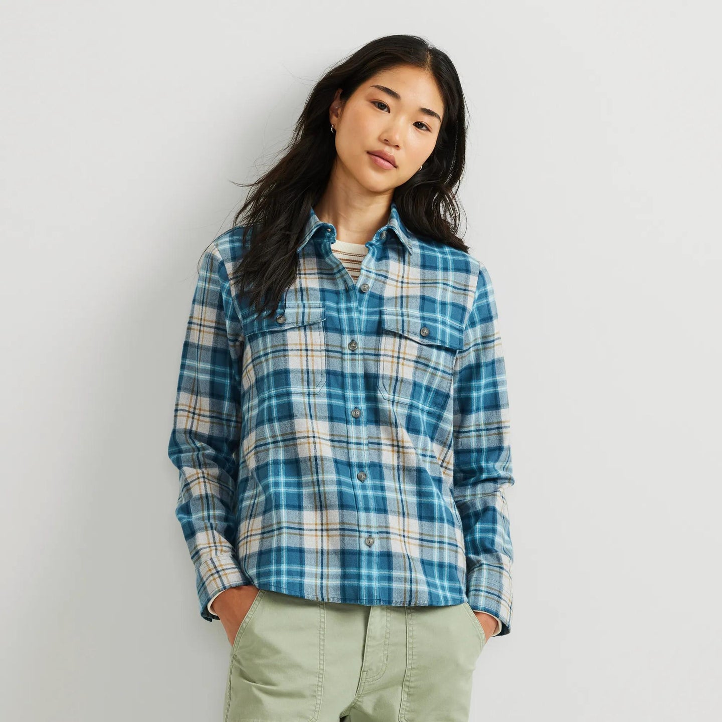 Women's Stine's Favorite Flannel-Sea Blue-Regular-1