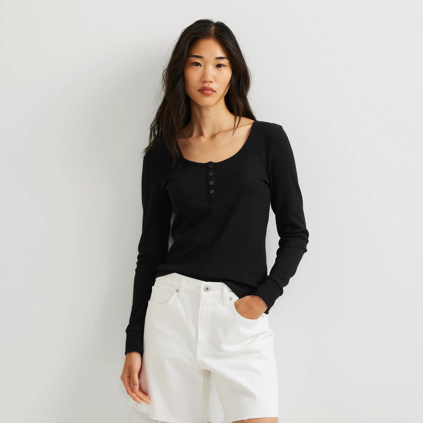 Women's Infinity Thermal Henley-Black-Regular-2